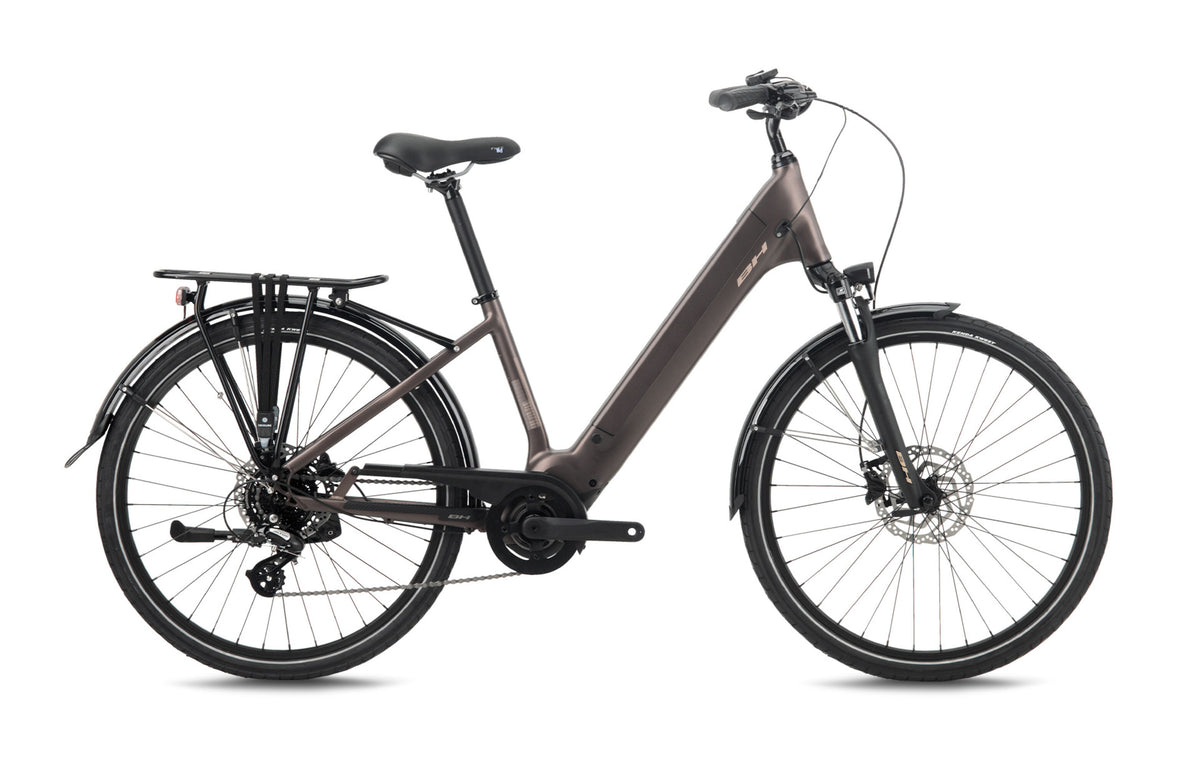 Vélo électrique urbain BH ATOM STREET, coloris rouge marron sable