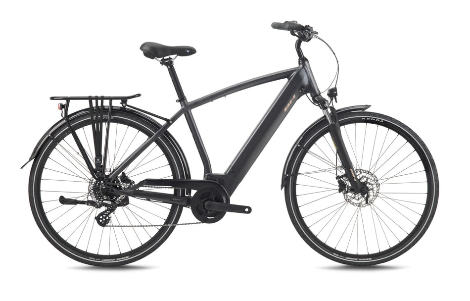 Vélo électrique urbain BH ATOM CITY, coloris gris foncé et vanille