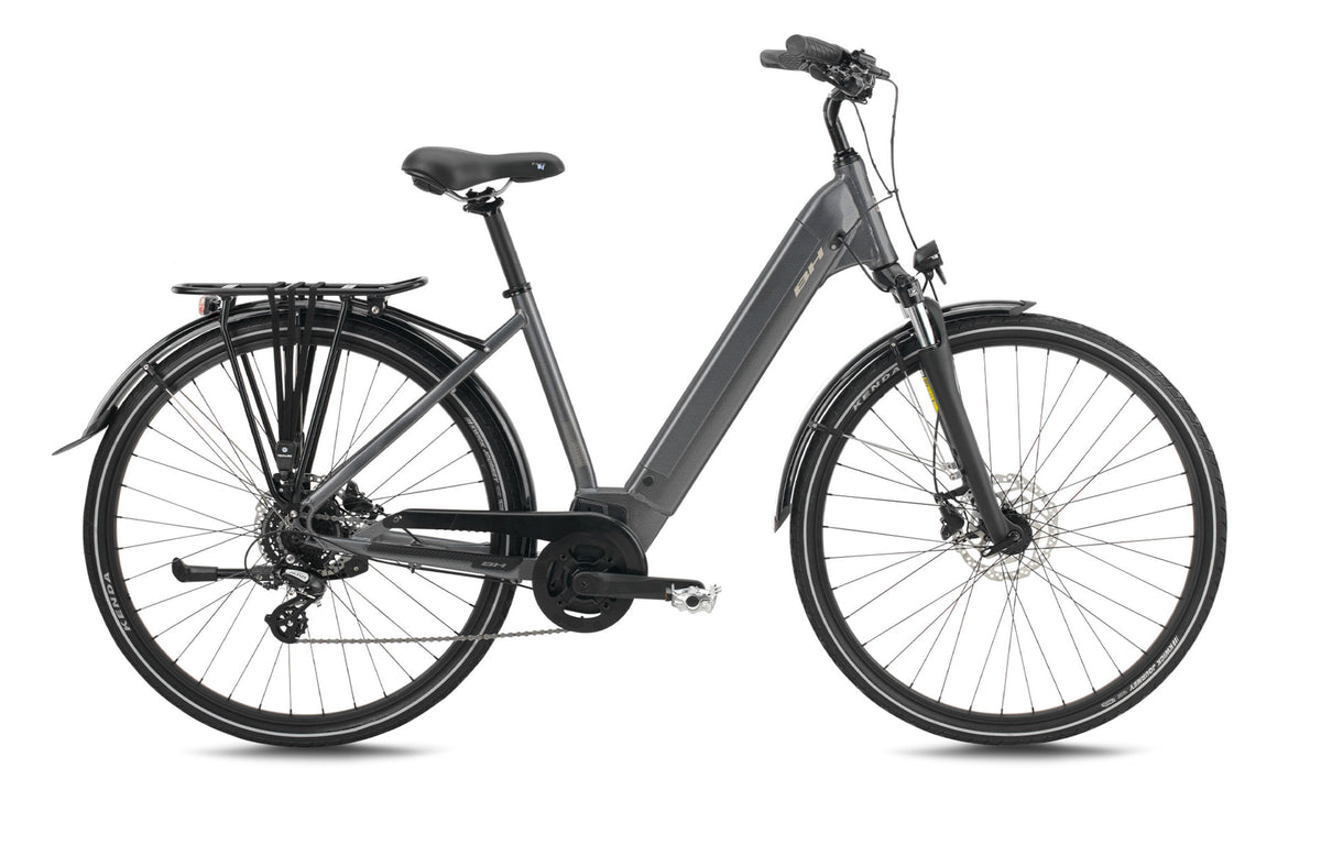 Vélo électrique urbain BH ATOM CITY WAVE, coloris gris foncé et cuivre