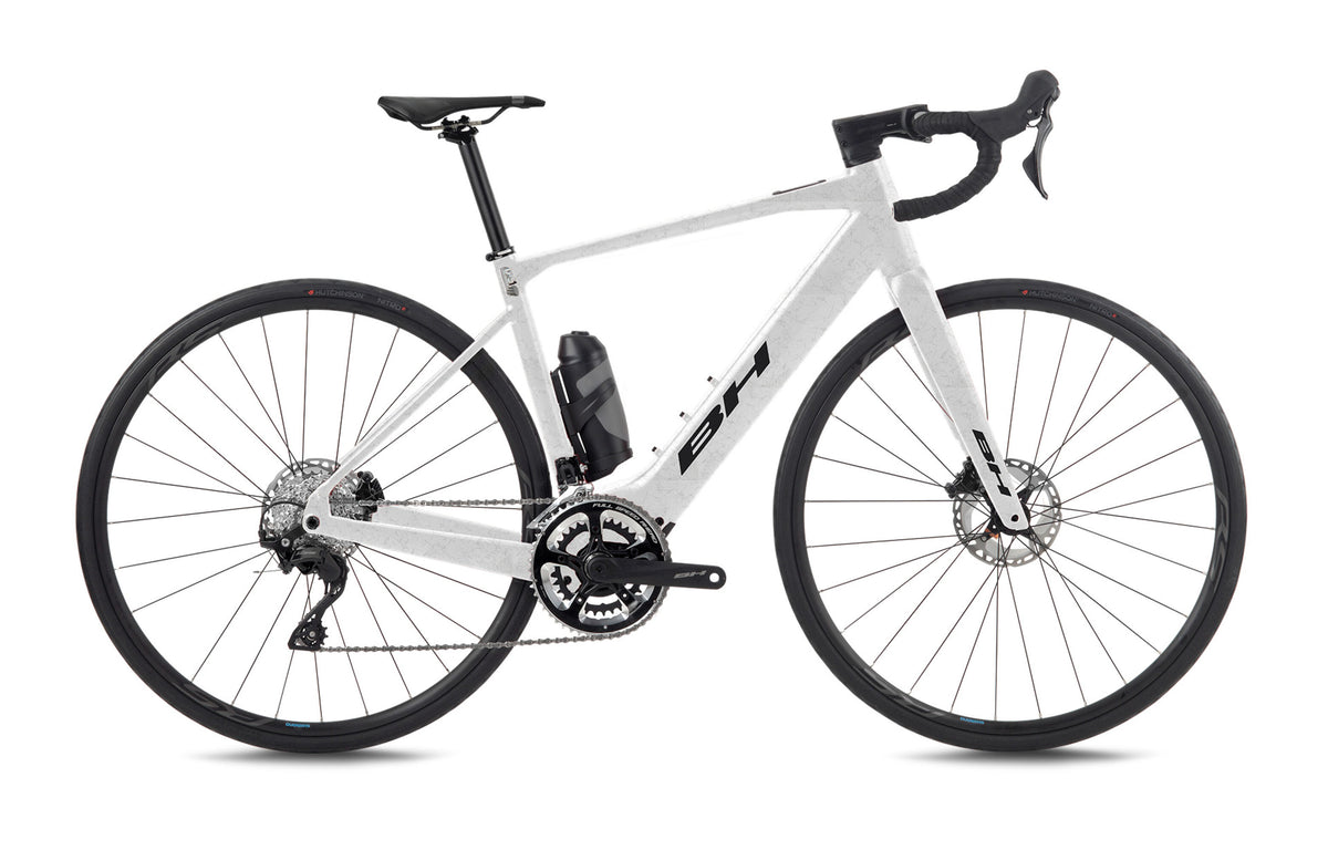 Vélo de route électrique BH iRS1 1.2, coloris blanc et carbone
