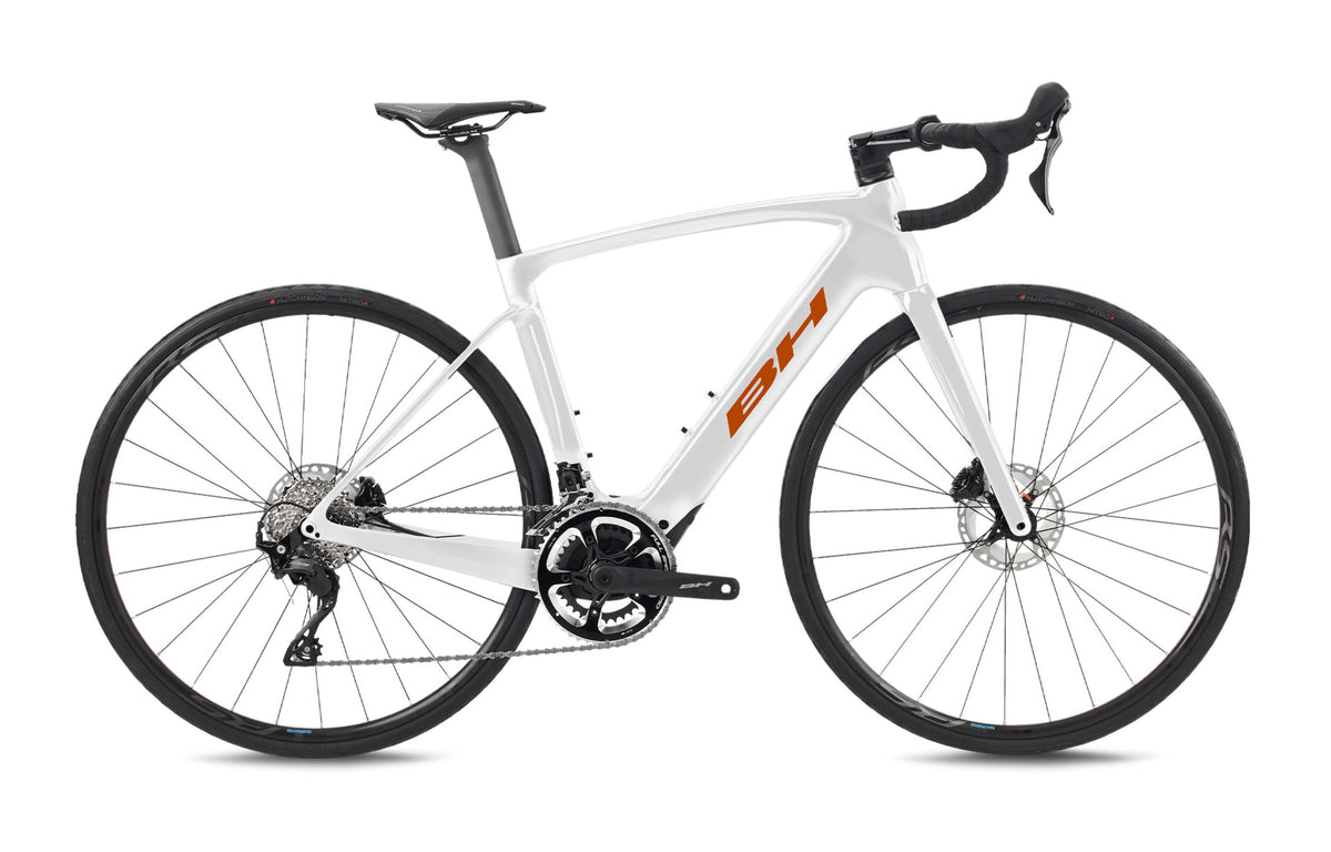 Vélo de route électrique BH iRS1 CARBON 1.4, coloris blanc et oxydé