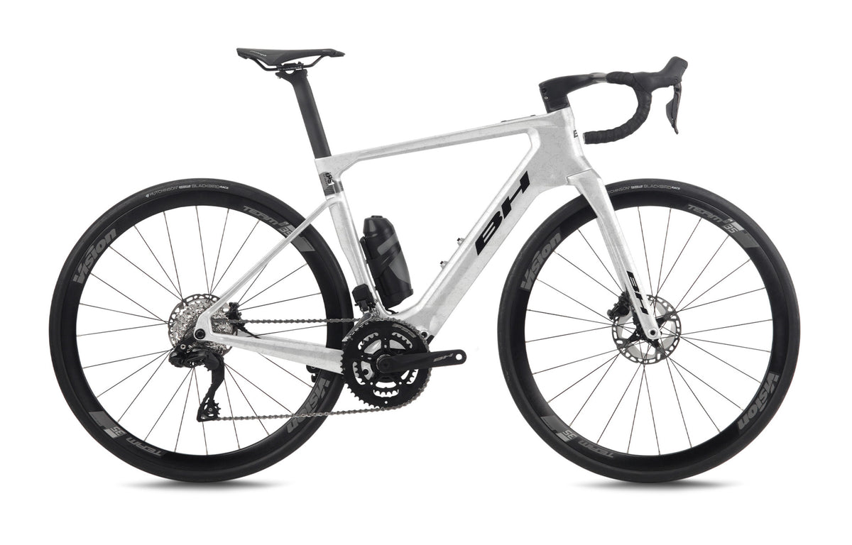 Vélo de route électrique BH iRS1 CARBON 1.5, coloris blanc carbone et gris foncé