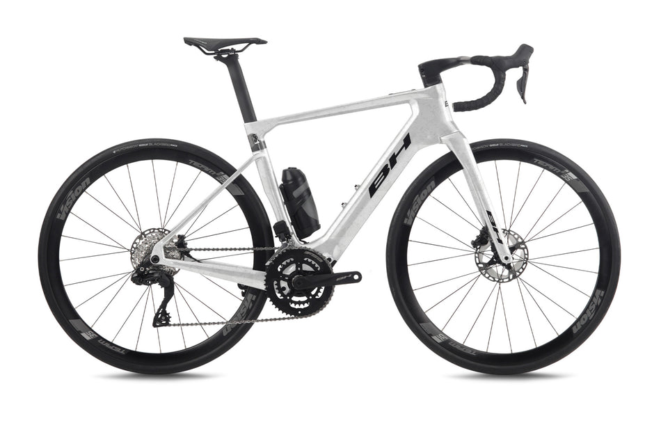 Vélo de route électrique BH iRS1 CARBON 1.5, coloris blanc carbone et gris foncé