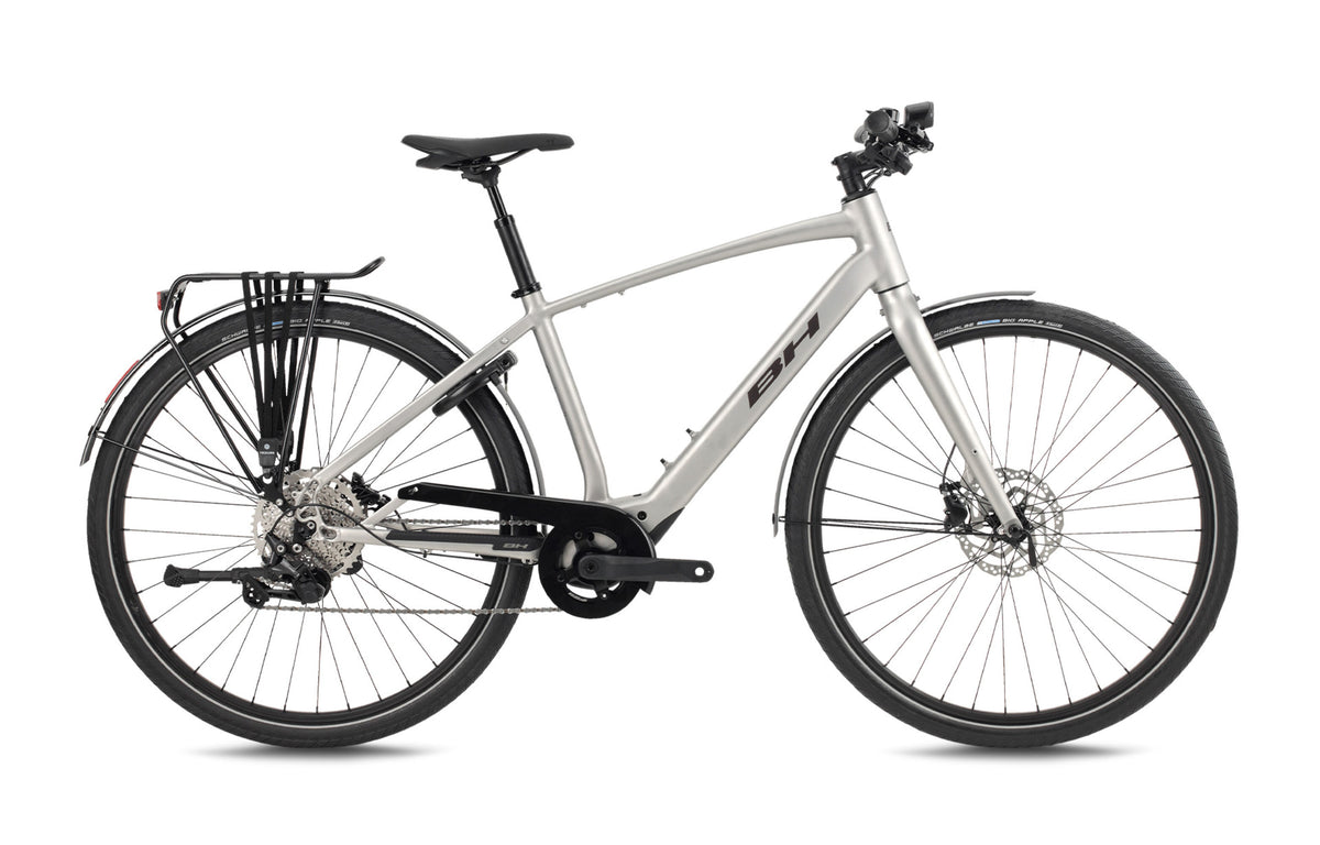 Vélo électrique hybride urbain BH CORE CROSS, coloris sable et grenat