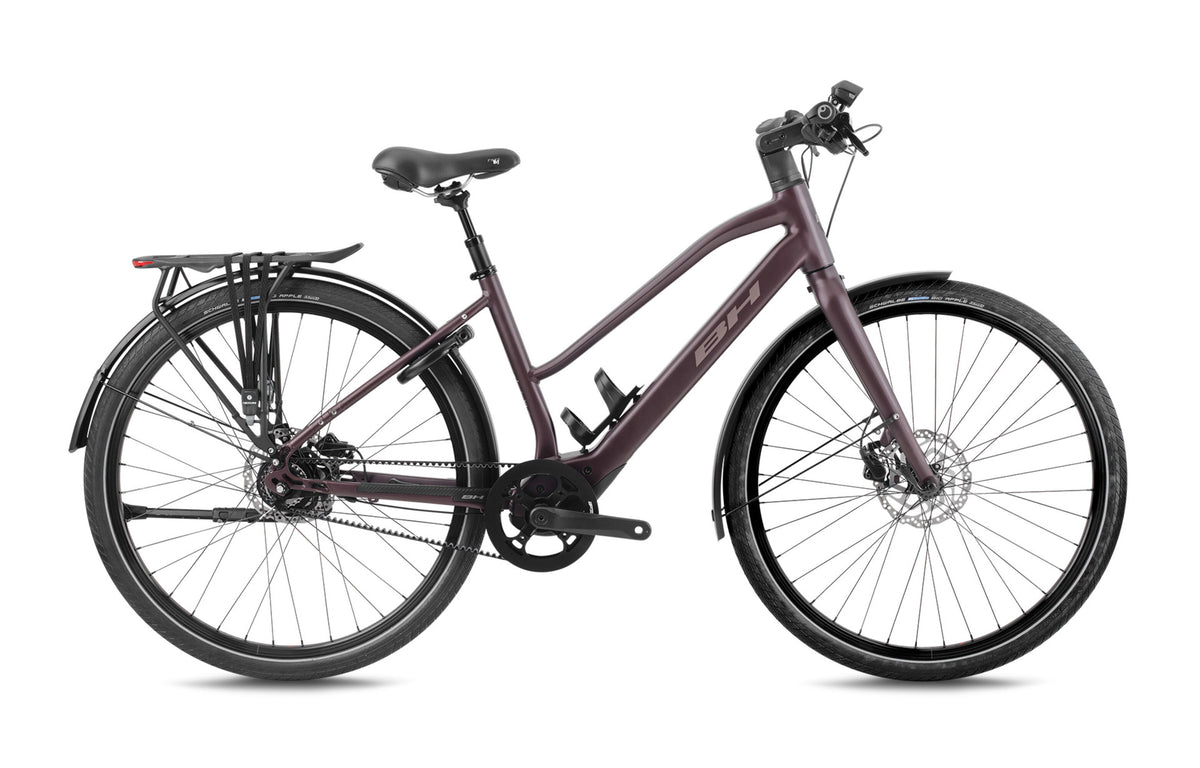 Vélo électrique urbain BH CORE JET PRO, coloris rouge foncé mat