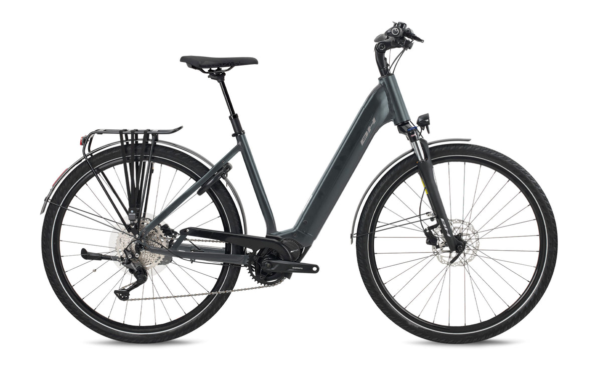 Vélo électrique urbain BH ATOM+ SL CITY WAVE PRO, coloris gris foncé et clair