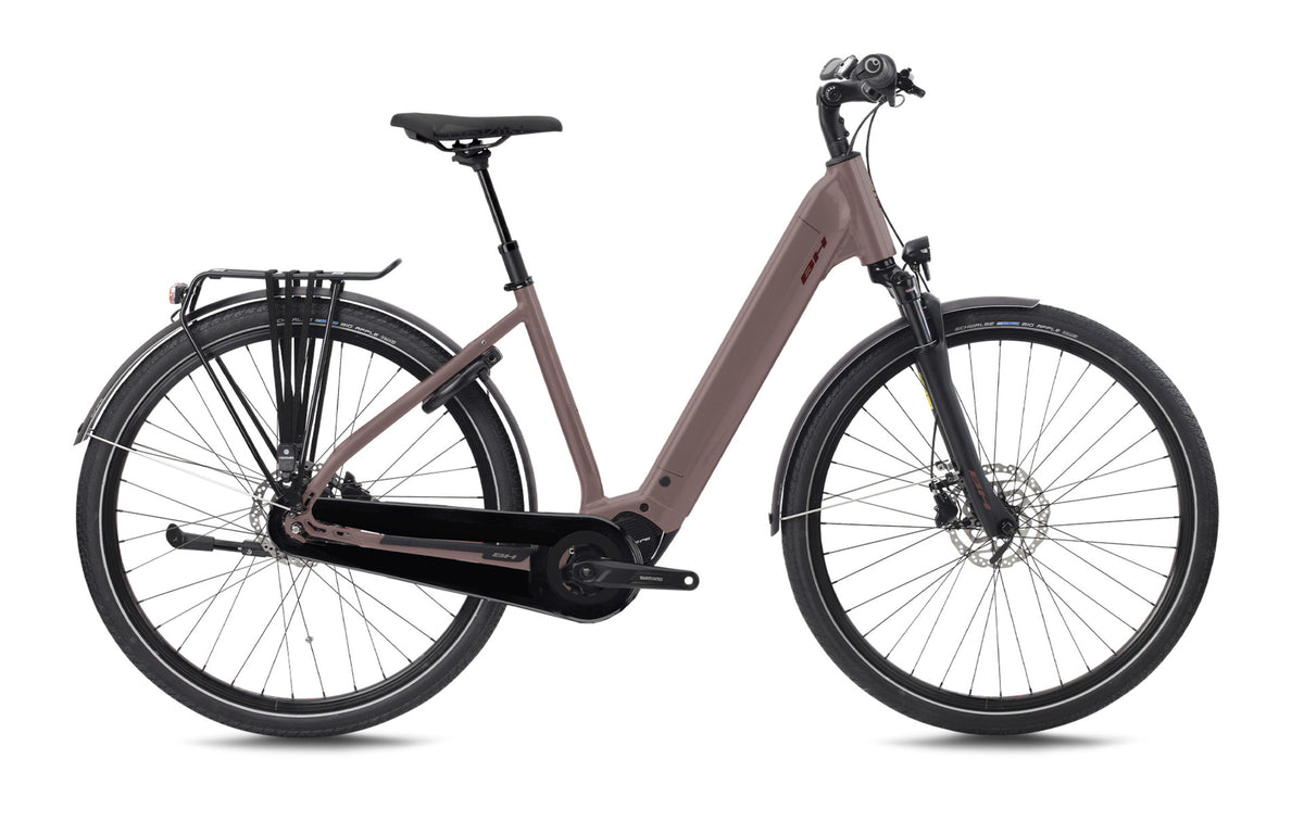 Vélo électrique urbain BH ATOM+ SL DIAMOND WAVE PRO, coloris bordeaux et rouge foncé