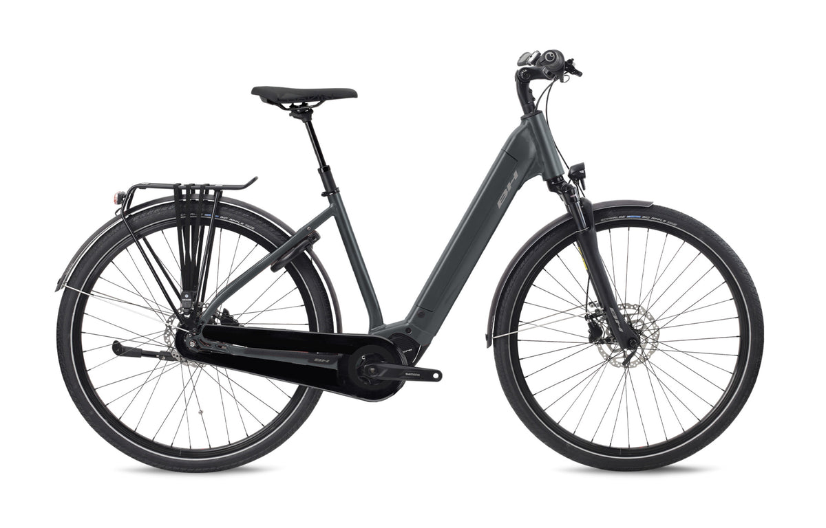 Vélo électrique urbain BH ATOM+ SL DIAMOND WAVE PRO, coloris gris foncé et gris clair