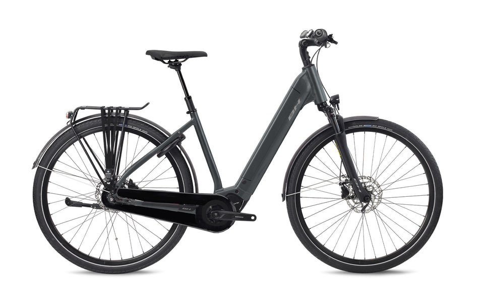 Vélo électrique urbain BH ATOM+ SL DIAMOND WAVE PRO, coloris gris foncé et gris clair