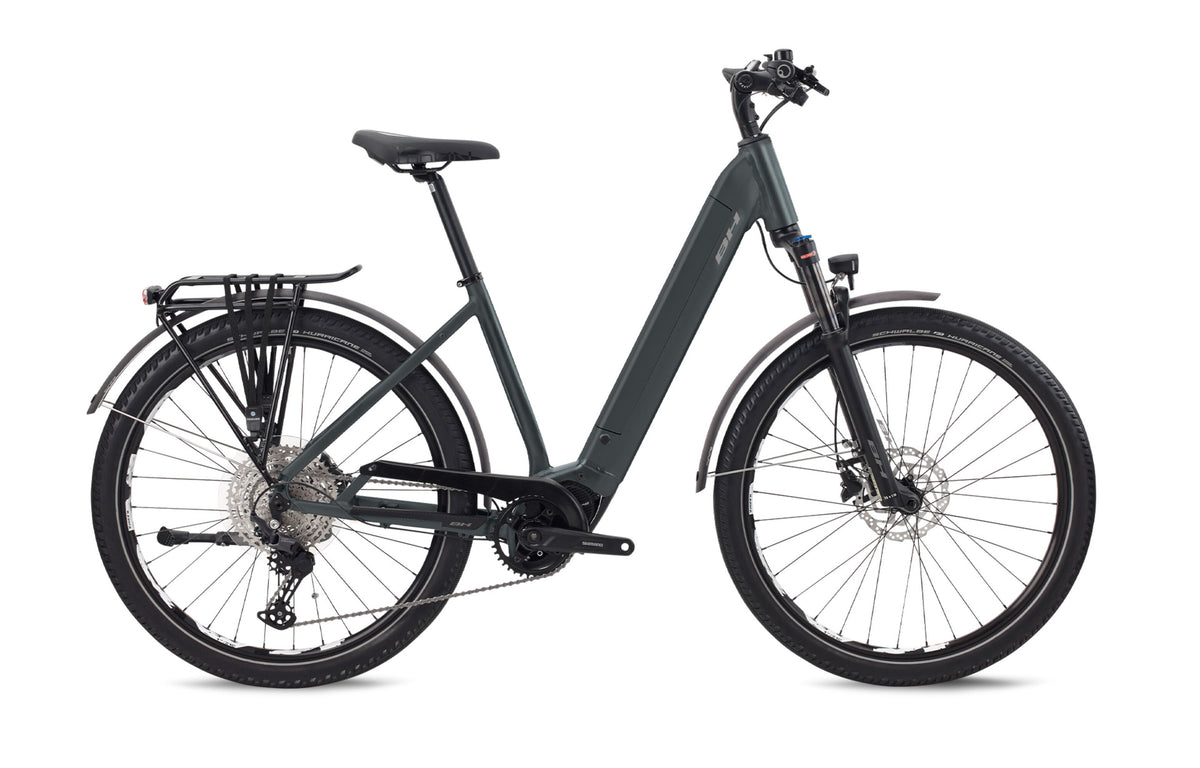 Vélo électrique urbain BH ATOM+ SL SUV PRO, coloris gris foncé et clair