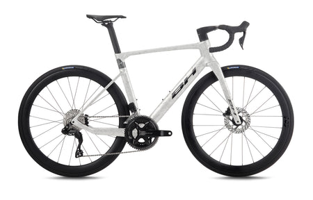 Vélo de route compétition BH RS1 4.5, coloris blanc, carbone et gris foncé