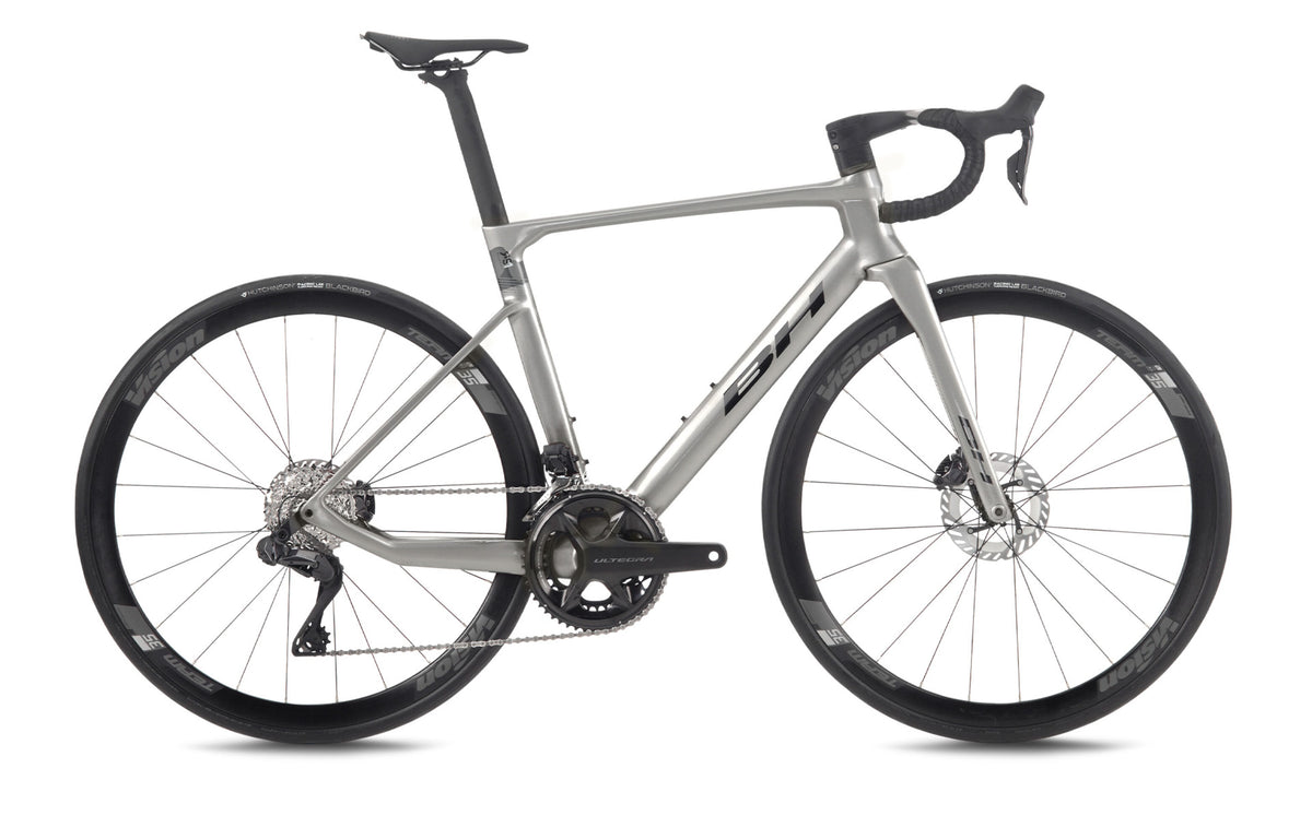 Vélo de route compétition BH RS1 5.0, coloris gris clair, anthracite et gris foncé