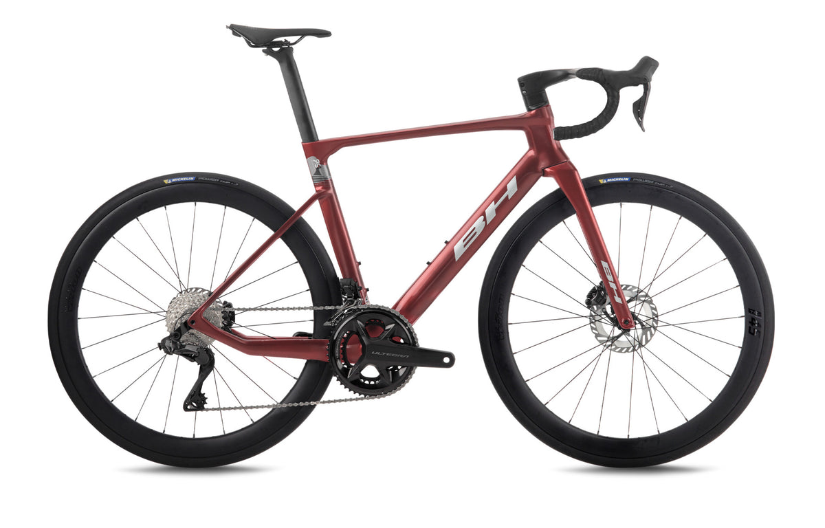 Vélo de route aéro BH RS1 5.5, coloris grenat, gris foncé et gris clair