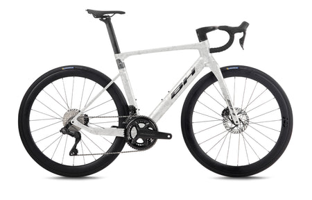 Vélo de route aéro BH RS1 5.5, coloris blanc, carbone et gris foncé