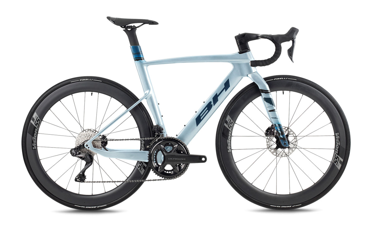 Vélo de route compétition BH AEROLIGHT 7.0, coloris bleu cobalt et argenté