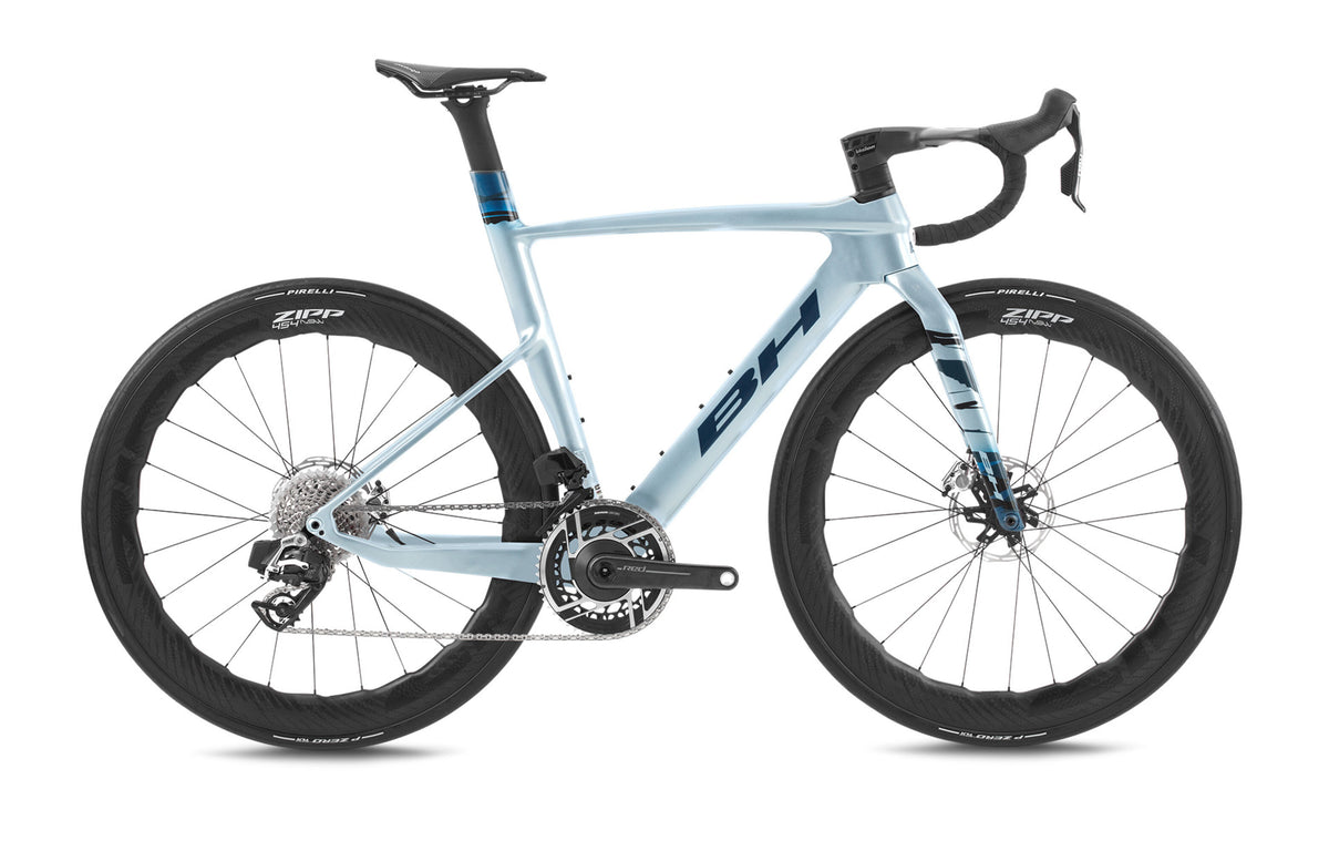Vélo de route compétition BH AEROLIGHT 9.0, coloris bleu cobalt et argent