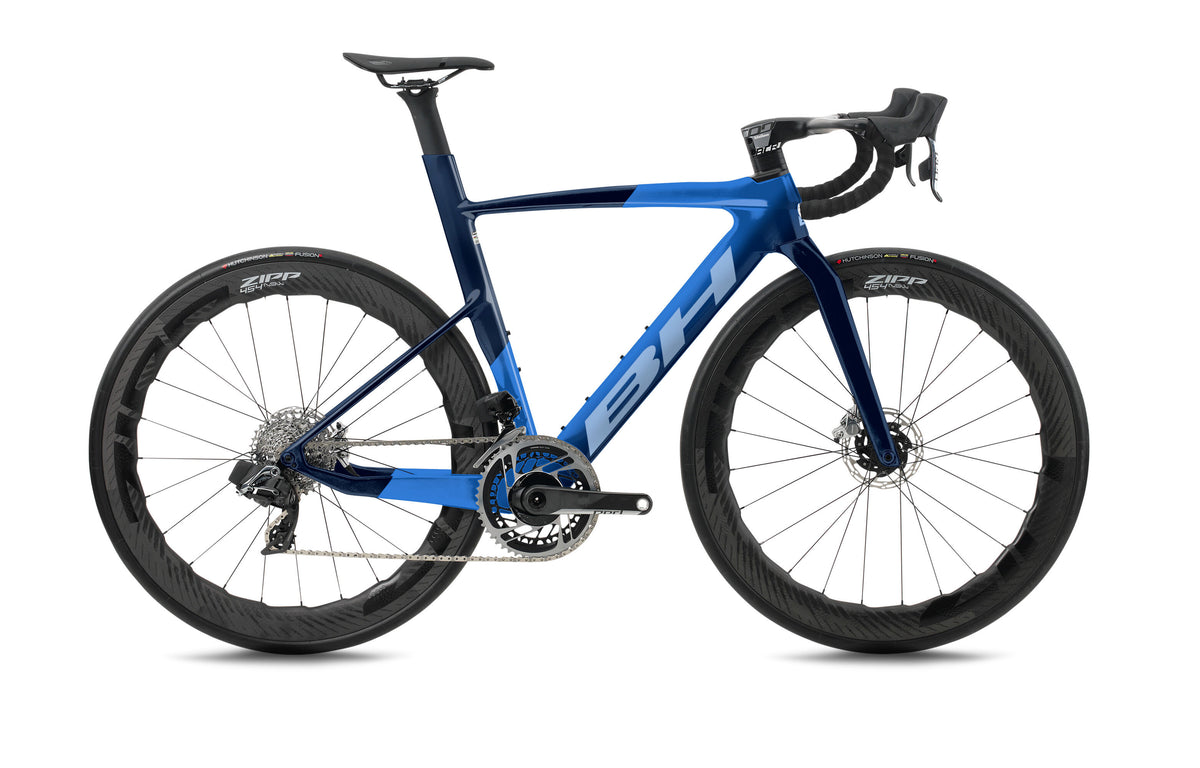Vélo de route compétition BH AEROLIGHT 7.5, coloris bleu océan et gris clair