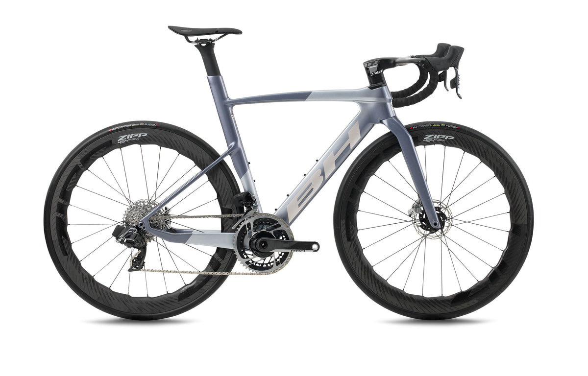 Vélo de route compétition BH AEROLIGHT 7.5, coloris gris foncé et blanc