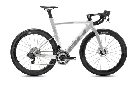 Vélo de route compétition BH AEROLIGHT 7.5, coloris gris clair et blanc