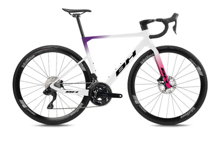 Vélo de route compétition BH ULTRALIGHT 6.0, coloris blanc, noir et rose