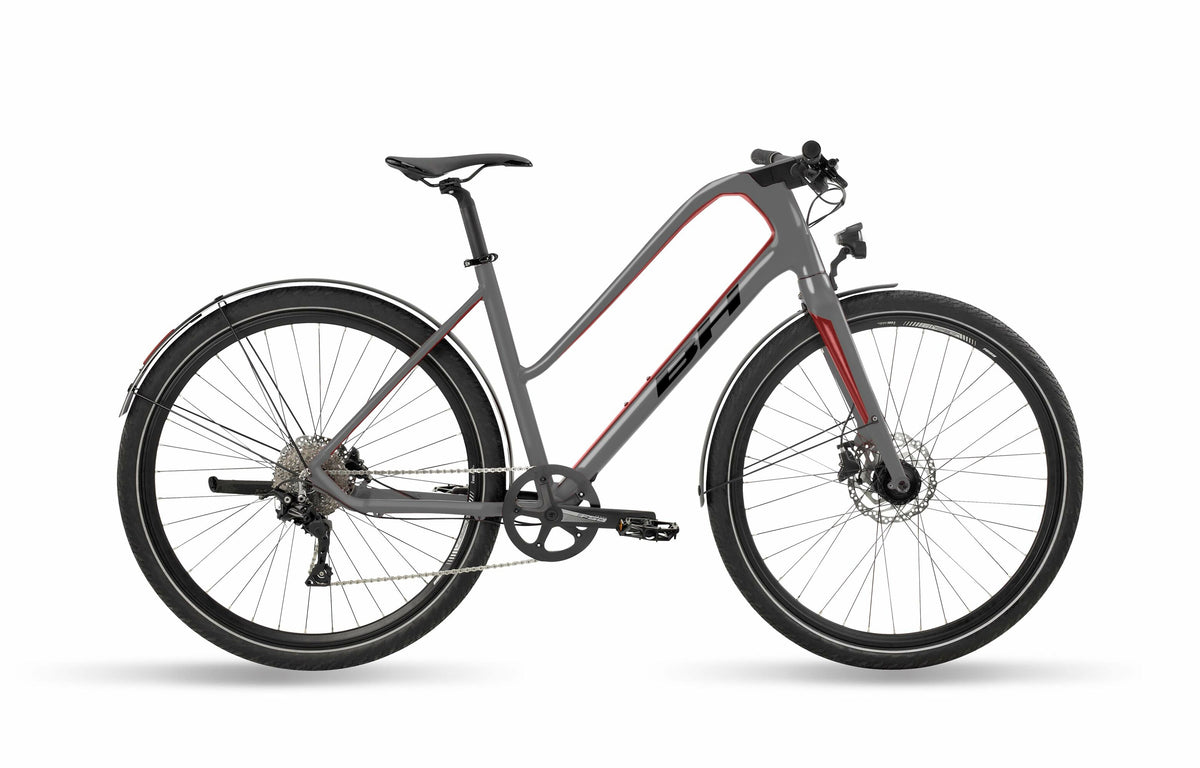 Vélo fitness urbain BH OXFORD JET LITE, coloris gris, noir et rouge