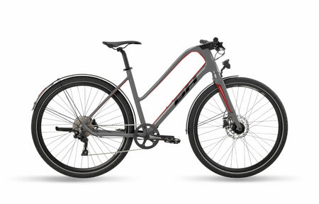 Vélo fitness urbain BH OXFORD JET LITE, coloris gris, noir et rouge